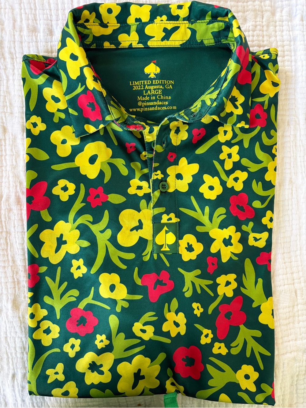 Men’s Green Floral Augusta Limited Edition Polo - Yellow & Red Print on Green
